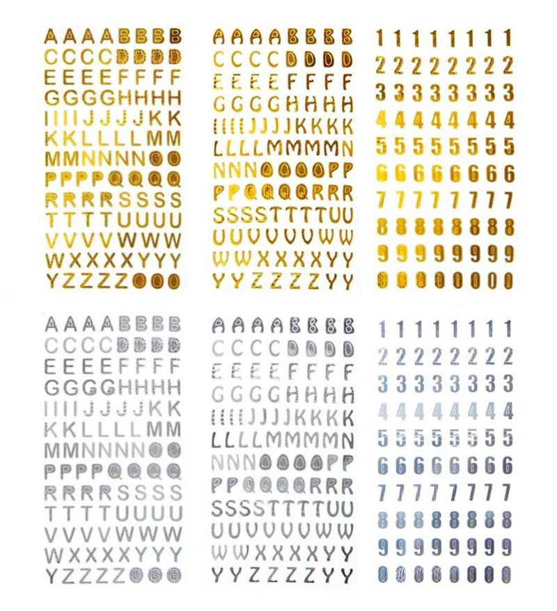 Hyamass Glitter Self Adhesive Glitter Alphabet Stickers, 6 Sheets Letter and Number Stickers for Bulletin Board Letters, Classroom Decor, Grad Cap Decoration (Gold and Silver) - Image 1